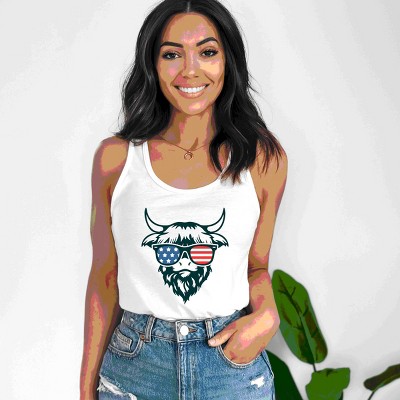 Simply Sage Market Patriotic Cow Sunglasses Racerback Tank