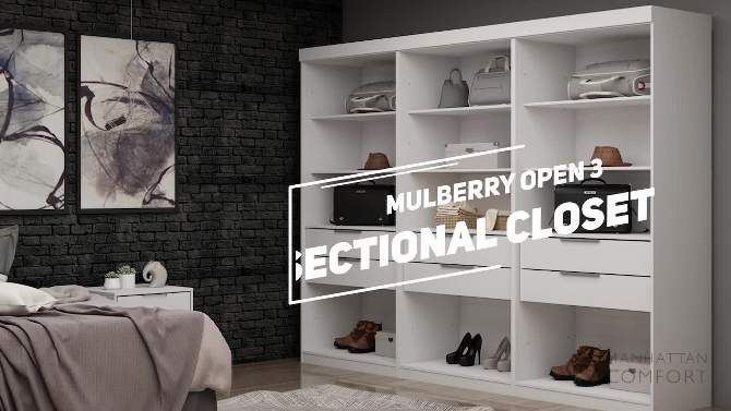 Set of 3 Mulberry Open 3 Sectional Closet White - Manhattan Comfort, 2 of 12, play video