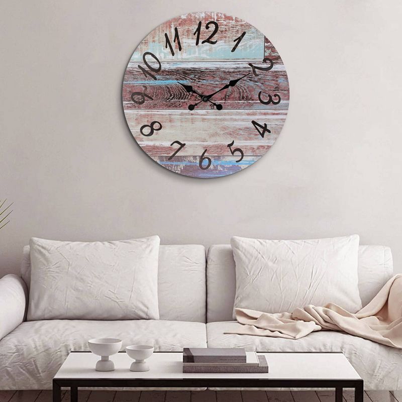 Round Rustic Wall Clock Brown - Stonebriar Collection, 6 of 9