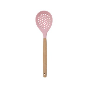 Unique Bargains Spoon Hand Wash Only Skimmer with Oil Strainer Silicone Wooden Handle 12.6" 1 Pc - 1 of 4