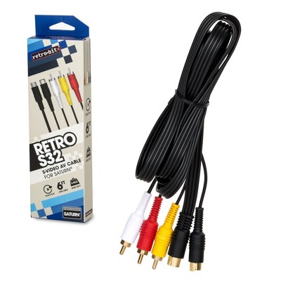 Retro-Bit 6 Feet Gold Plated S- Video RCA AV Cable Compatible with Sega Saturn