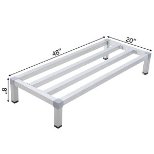 Aluminum Dunnage Rack 24 in x 14 in x 12in, 1000 LB Capacity, Low Shelf for Storage Off The Floor in Kitchens, Supermarkets, and Grocery Stores - 1 of 4
