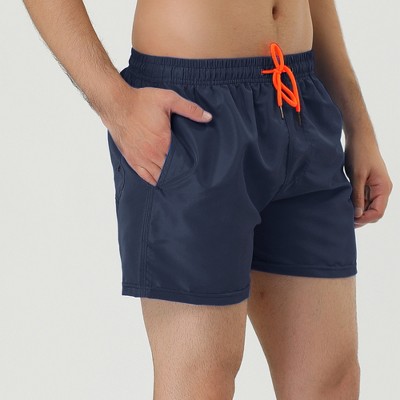 Lars Amadeus Men's Summer Solid Color Drawstring Waist Mesh Lining Bathing Swim Trunks 2 Packs Navy Blue/Purple 32 — фото 2