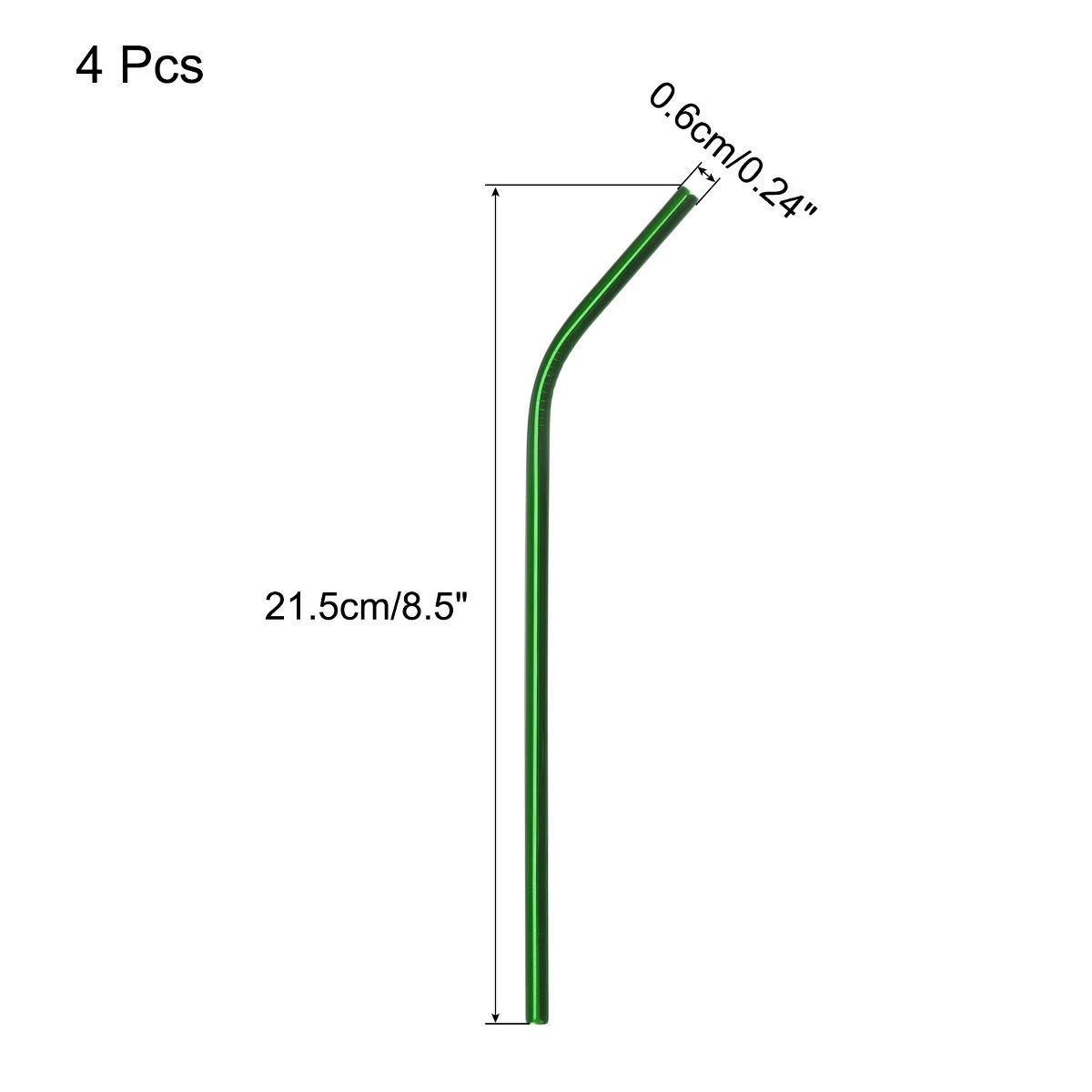 Unique Bargains Smooth Large Cocktail Juice Reusable Metal Straw 4 Pcs - thumbnail 2