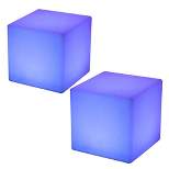Main Access Color Changing LED Light Plastic Waterproof Cube Seat with 4 Lighting Modes, 16 Color Options, and Remote Control for Poolsides (2 Pack)