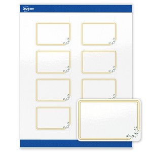 Avery 2" x 3" Labels, Gold Double Border with Florals, 80 ct - 1 of 4