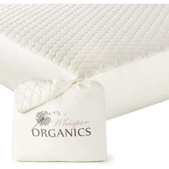 Whisper Organics, 100% Organic Cotton Mattress Protector, a Breathable, Quilted, Fitted Mattress Pad Cover, GOTS Certified, Ivory Color