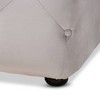 Calvetti Velvet Button Tufted Cocktail Ottoman Gray - Baxton Studio: Modern Upholstered Square Bench, 250lb Capacity - 3 of 4