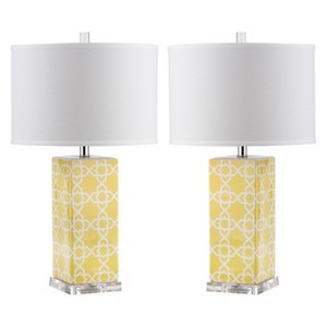 Quatrefoil Table Lamp - Yellow (Set of 2) - Safavieh , Yellow/Black
