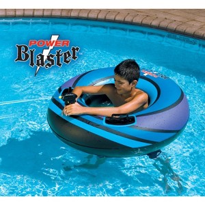 Swimline 42" Inflatable Power Blaster 1-Person Swimming Pool Tube Float with Squirter - Blue/Black - 1 of 2