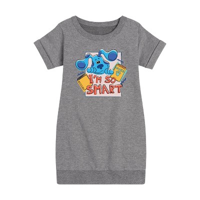 - Blue's Clues & You! - I'm So Smart Graphic Short Sleeve Fleece Dress