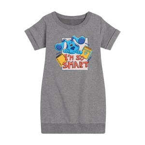 Girls' - Blue's Clues & You! - I'm So Smart Graphic Short Sleeve Fleece Dress - 1 of 3