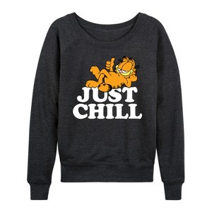 Women's - Garfield - Just Chill Lightweight French Terry Wide Neck Long Sleeve Shirt - 1 of 4