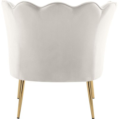 Cream Velvet Barrel Accent Chair with Gold Metal Legs