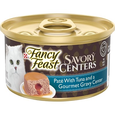 Purina Fancy Feast Savory Centers Paté Gourmet Wet Cat Food with Tuna and a Gourmet Gravy Center - 3oz/24pk
