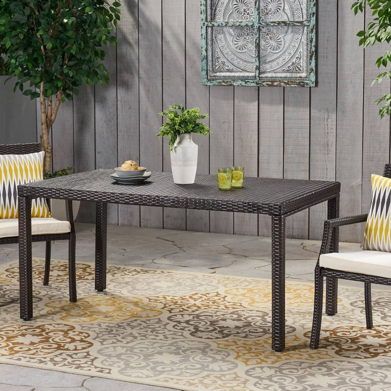 Rhode Island Rectangular Wicker Dining Table - Multibrown - Christopher Knight Home, 3 of 9