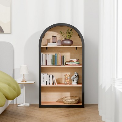 4-Shelf Arched Bookcase,43'' Tall Wood Open Display Bookshelf with Storage Shelves for Living Room,Bedroom,Office-Baofuwish