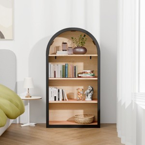 4-Shelf Arched Bookcase,43'' Tall Wood Open Display Bookshelf with Storage Shelves for Living Room,Bedroom,Office-Baofuwish - 1 of 4