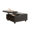 32" Leather Coffee Table Storage Ottoman, Square Lift-Top Ottoman Cube Bench, Large Square Storage Coffee Table - 3 of 4