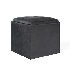 CAVINAS 17.5" Cube Storage Ottoman with Flip-Top Tray,Faux Leather Footstool with Hidden Compartment ,Storage Bench for Bedroom,Living Room - 1 of 4