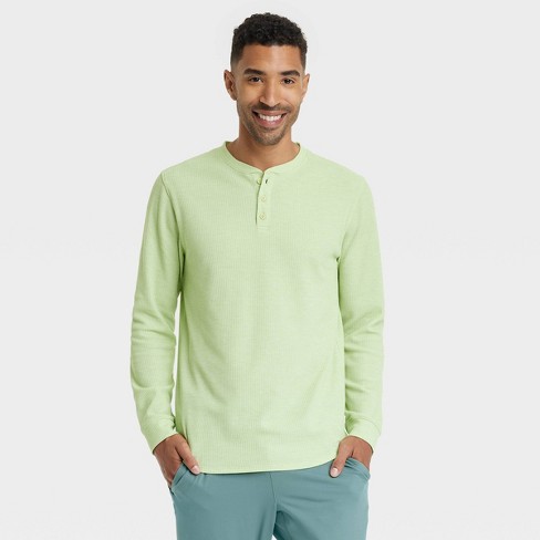 Men's Waffle-Knit Henley Athletic Top - All in Motion™ Green XXL