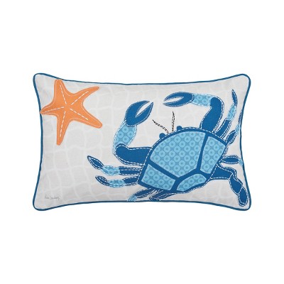 C&F Home 14" x 22" Crab Starfish Printed and Applique Throw Pillow