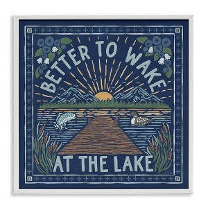 Stupell Industries Blue Wake at Lake Phrase Black Framed Giclee Art - 1 of 4