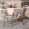 Tangkula Outdoor Folding Bar Chair Set of 2 Patio Dining Chairs w/ Breathable Fabric - 2 of 4