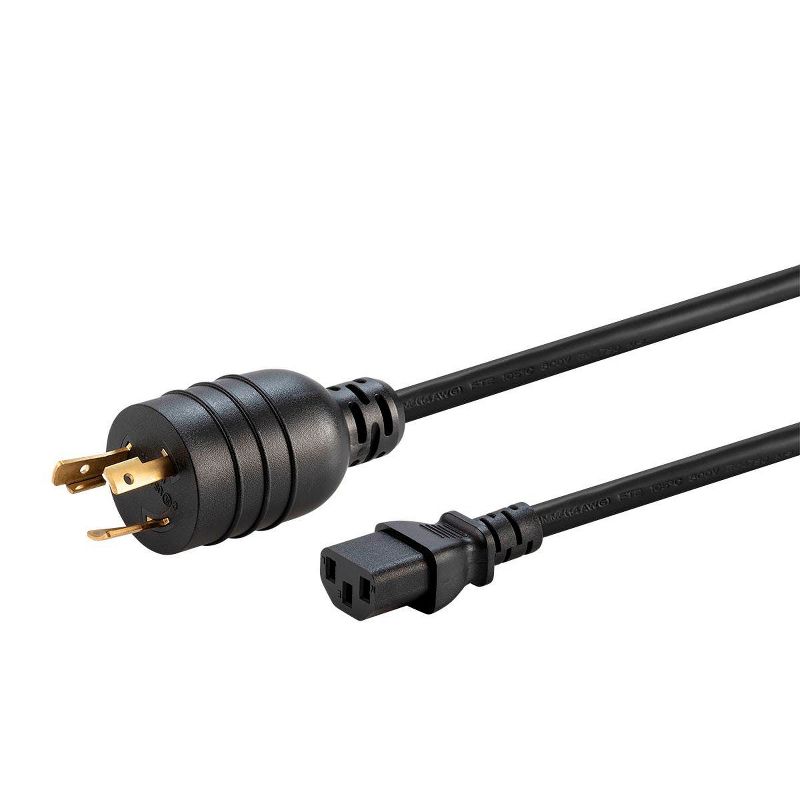 Monoprice Heavy Duty Extension Cord - 6 Feet - Black | NEMA L6-20P to IEC 60320 C13, 14AWG, 15A, SJT, 250V, For High-Density Data Environments, 2 of 7