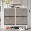 Coolmee Shoe Cabinet with 4 Flip Drawers, Fluted Shoe Organizer with Metal Legs, Freestanding Narrow Shoe Rack for Entryway, Foyer, Hallway - 3 of 4