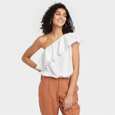 Women's One Shoulder Ruffle Top - A New Day™