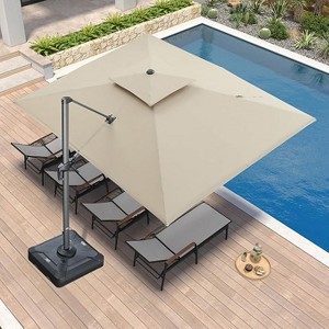 PURPLE LEAF Outdoor Cantilever Umbrellas with Base Large Patio Umbrella Offset Umbrella 360 Degree Rotation - 1 of 4