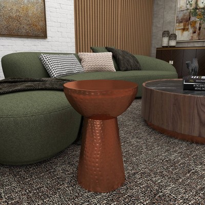 Vintage-Inspired Copper Metal Round Accent Stool - 22.5" x 15.4"