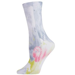 Natori Women's Brushstroke Printed Abstract Breathable Crew Sock Gray One Size - 1 of 2
