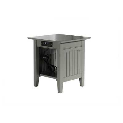 Atlantic Furniture Nantucket End Table with Charger Gray