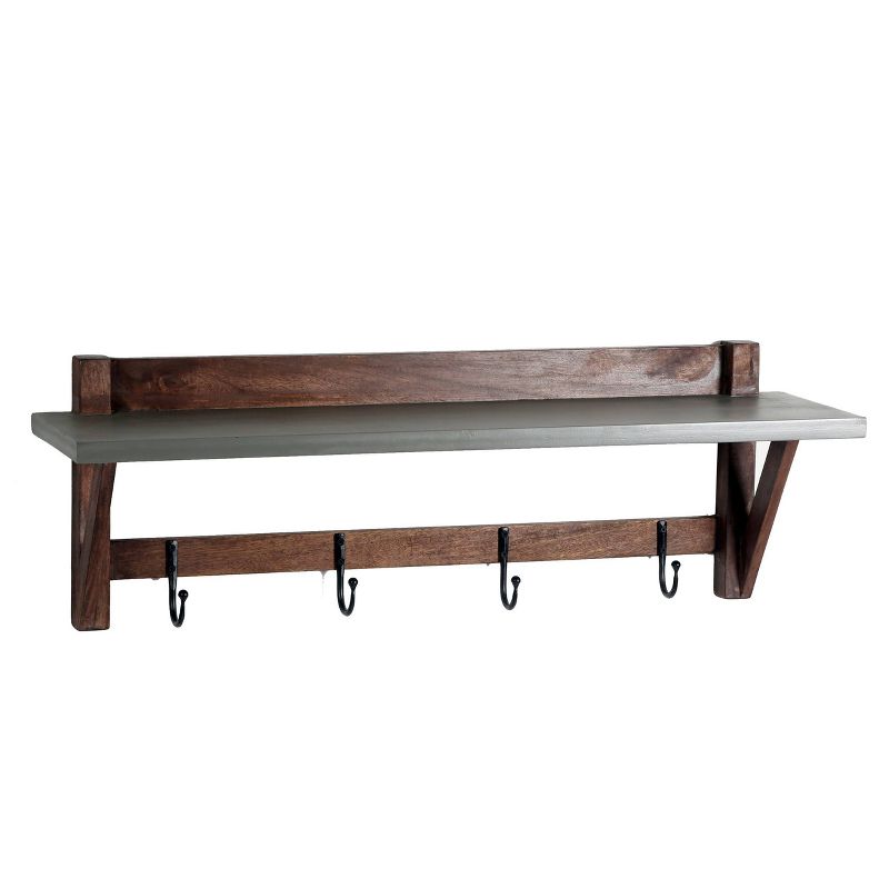 Brookside Entryway Coat Hook Concrete Coated Top and Wood Light Gray/Brown - Alaterre Furniture, 3 of 9