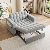 MAYEERTY 65 inch 3-in-1 Foldable Large Computer Desck Sofa Bed, Modern Velvet Double Sofa with Adjustable Backrest Storage Bag Pillow Light Gray - 3 of 4