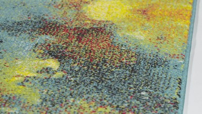 Galaxy Blue and Multicolor Synthetic Runner Rug, 2'3" x 6'