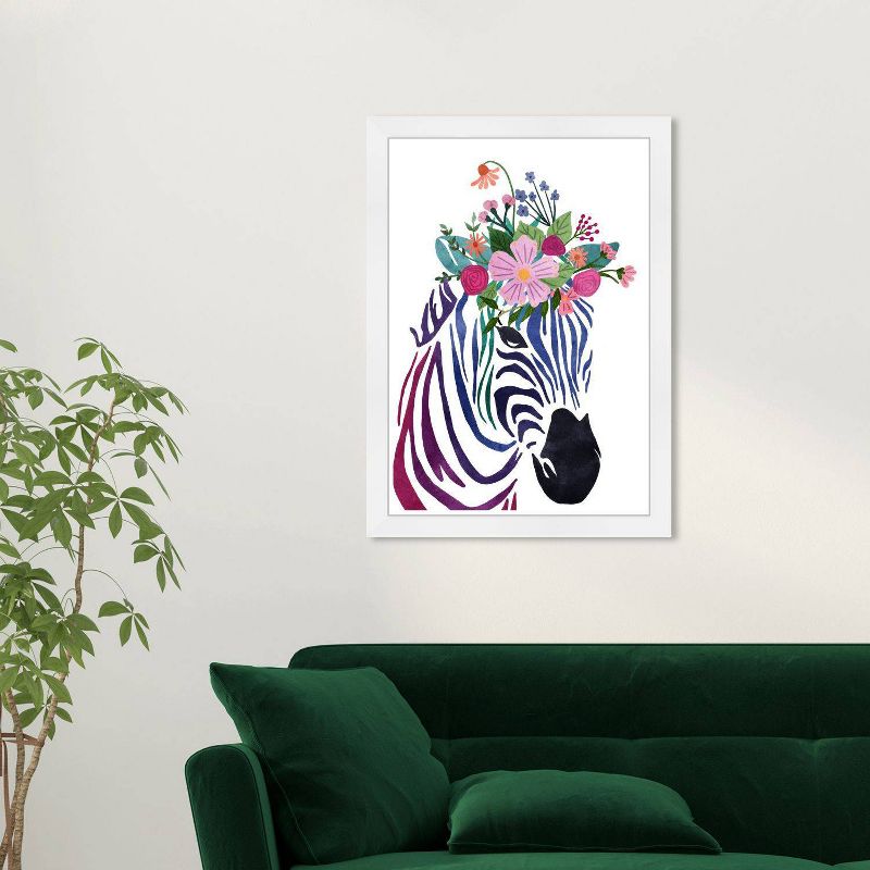 15&#34; x 21&#34; Floral Zebra Animals Framed Wall Art Print Black - Wynwood Studio, 4 of 8
