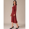 INSPIRE CHIC Women's Knit Midi A-Line Drawstring Back Square Neck Long Sleeve Dresses - 2 of 4