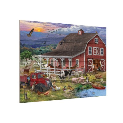 Trademark Fine Art -Bigelow Illustrations 'The Barnyard Crowd' Wood Slat Art