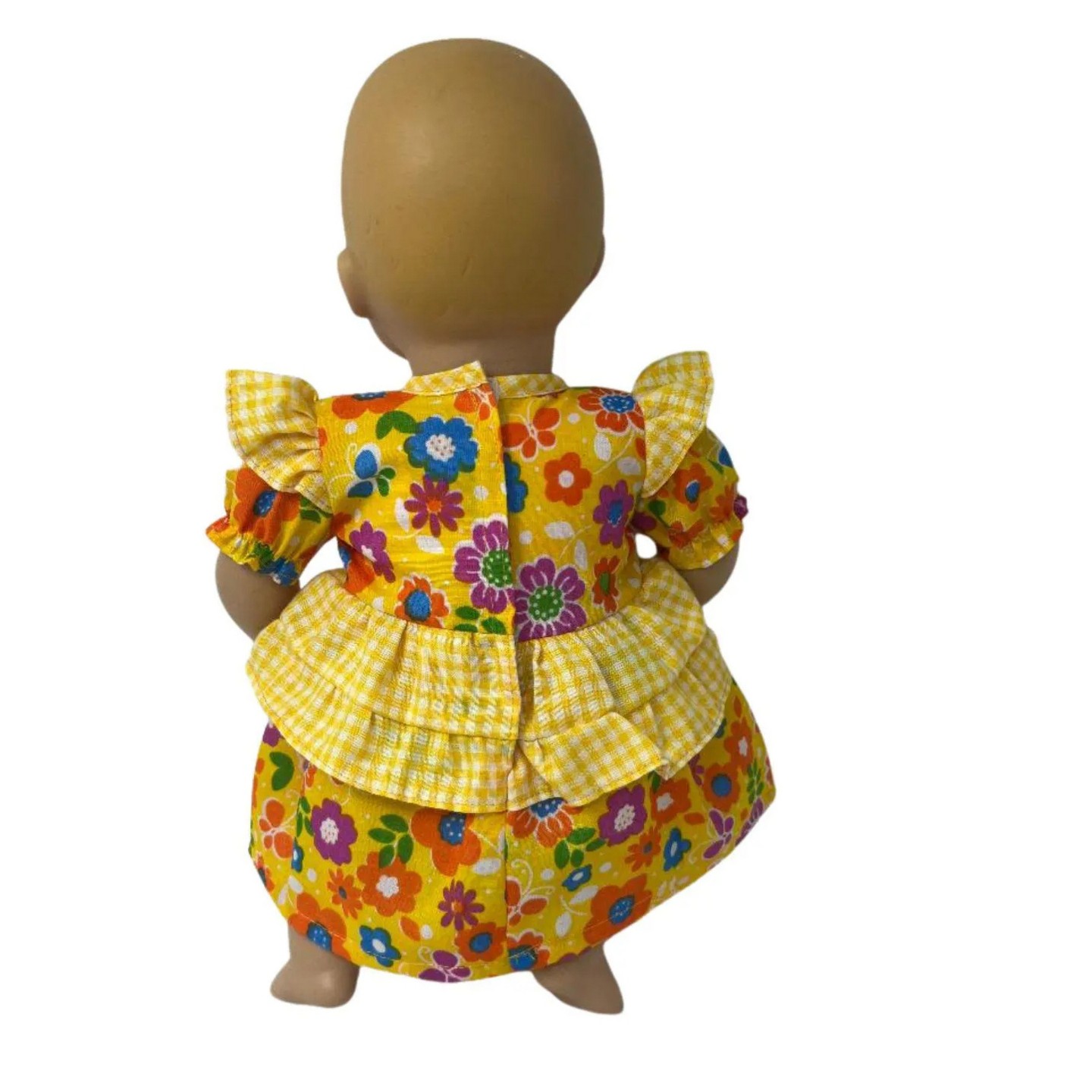 Детские аксессуары для кукол Doll Clothes Superstore Bright Yellow Floral Ruffle Dress for 15 Inch Baby Dolls, цвет: Яркий жёлтый — фото 4