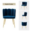 Barbara Contemporary Velvet Vanity Stool for Makeup Room, Moden Accent Side Chairs for Living Room with Shell Back and Golden Metal Legs | ARTFUL LIVING DESIGN - 3 of 4