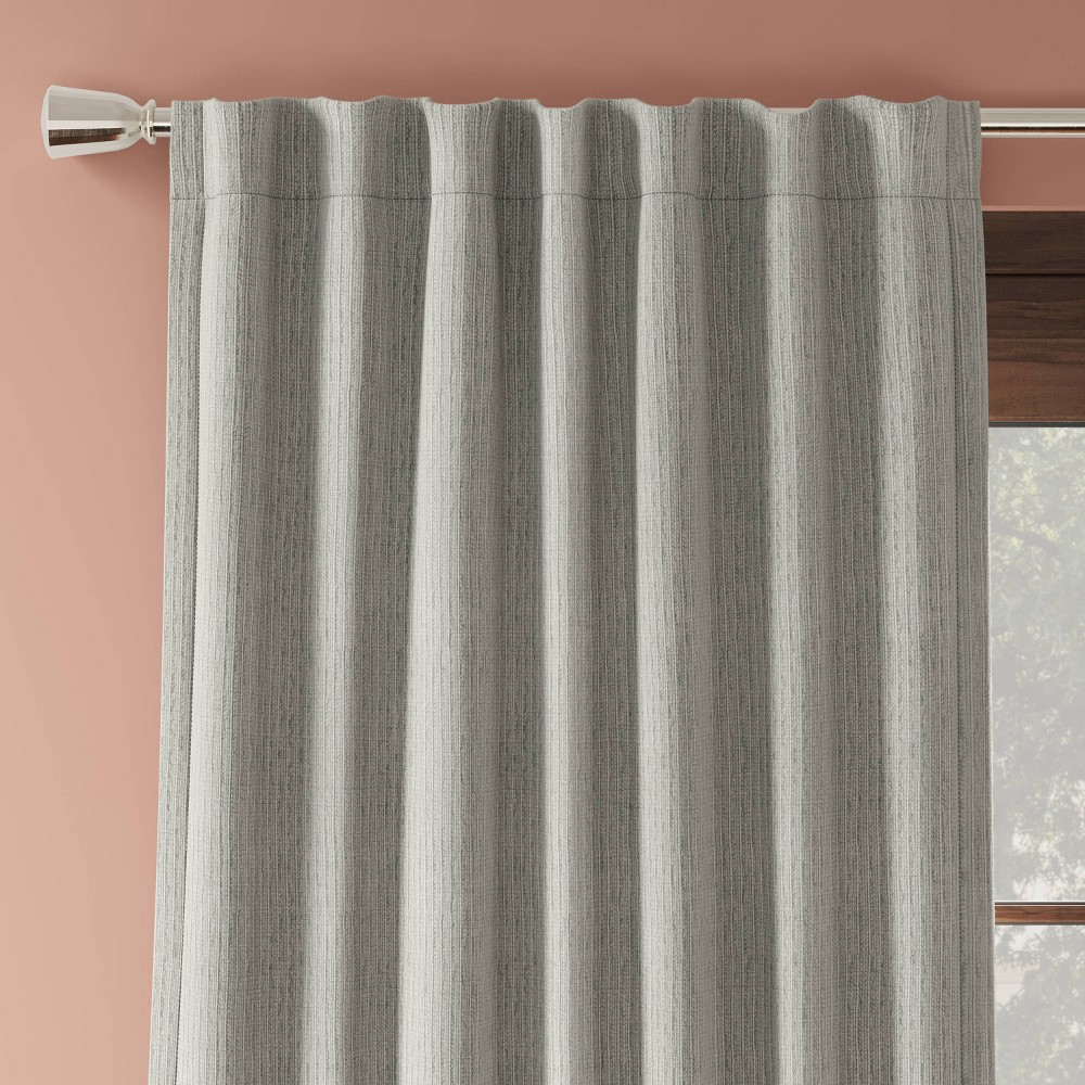 Photos - Curtains & Drapes 50"x95" Blackout Corded Ribbed Curtain Panel Gray - Threshold™