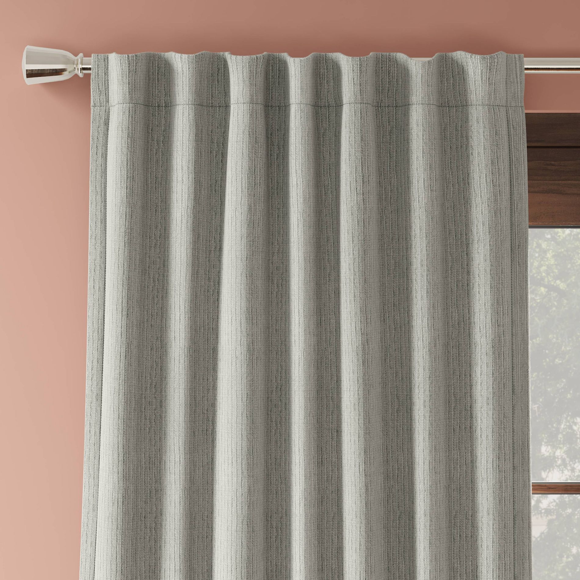 50"x95" Blackout Corded Ribbed Curtain Panel Gray - Threshold™: Woven Polyester, Stripe Pattern, Indoor Use