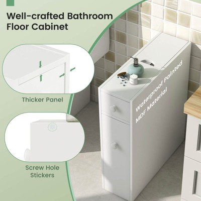 White MDF Freestanding Bathroom Cabinet with Flip Top and Pull-Out Shelves