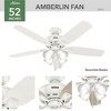 Hunter Fans 52" Amberlin Lighted Ceiling Fan Fresh White Finish with Integrated LED Light and 5 Blades for Transitional Spaces - 3 of 4