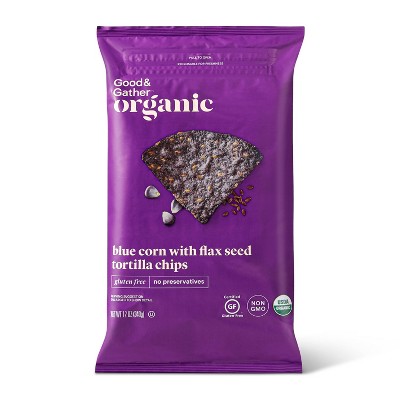 Organic Blue Corn Tortilla Chips with Flax Seeds - 12oz - Good & Gather™