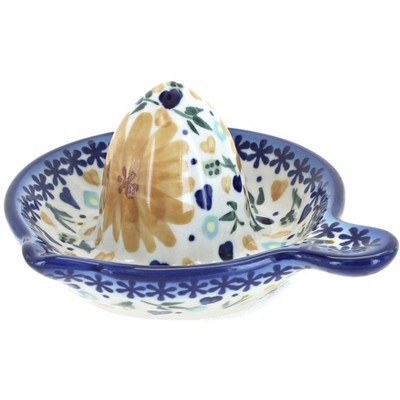 Blue Rose Polish Pottery Yellow Daisy Lemon Squeezer