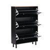 TIRAMISUBEST 3-Tier Flip-Down Shoe Cabinet - Space-Saving Narrow Entryway Storage Organizer with Tipping Bucket Drawers in Black - 4 of 4